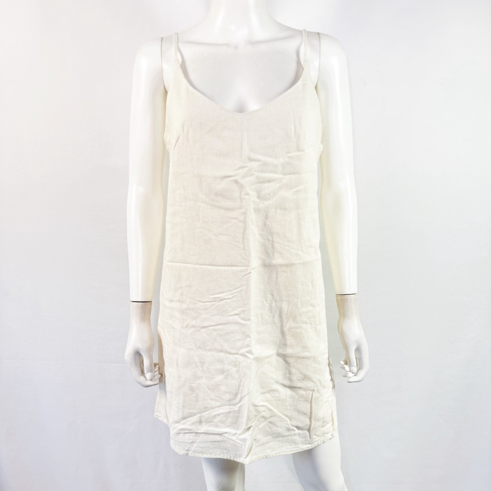 Billabong Ivory Linen Mini Dress Size M Casual Bohemian Beach Summer Breathable